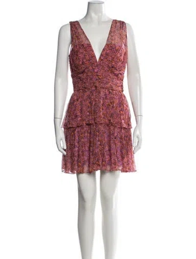 Pre-owned Gilner Farrar Floral Print Mini Dress In Pink