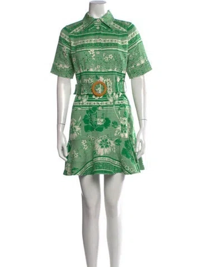 Pre-owned Gilner Farrar Floral Print Mini Dress W/ Tags In Green