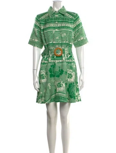 Pre-owned Gilner Farrar Floral Print Mini Dress W/ Tags In Green