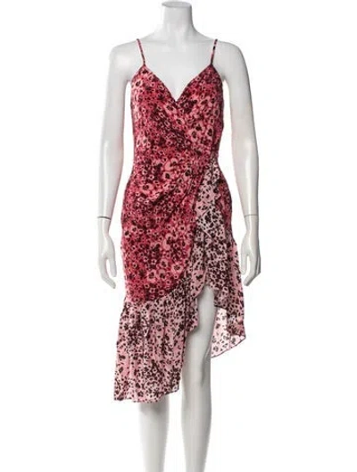 Pre-owned Gilner Farrar Floral Print Mini Dress W/ Tags In Red
