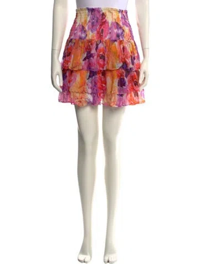 Pre-owned Gilner Farrar Floral Print Mini Skirt In Multi