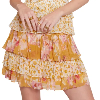 Gilner Farrar Hayden Skirt In Soft Brushed Floral In Orange