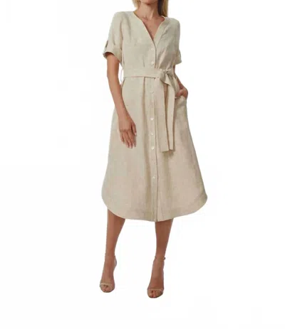 GILNER FARRAR HELENA FLORAL JACQUARD MIDI DRESS IN KHAKI FLORAL