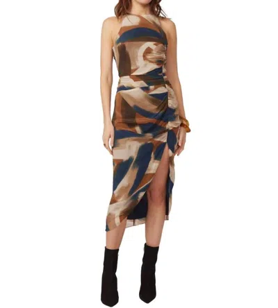 Gilner Farrar Izzy Dress In Brushstroke Swirl In Brown