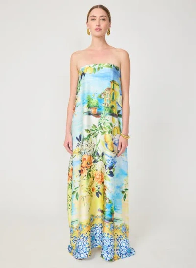 Gilner Farrar Jianna Strapless Long Dress In Portofino Print In Multi