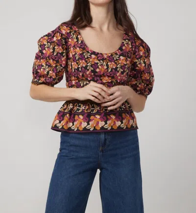 Gilner Farrar Jil 3/4 Sleeves Blouse In Dark Multicolor In Brown