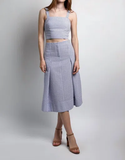 Gilner Farrar Kyra Midi Skirt In Blue Seersucker