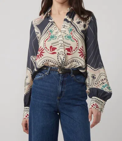 Gilner Farrar Lara Long Sleeve Blouse In Winding River In Burgundy