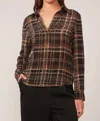 Gilner Farrar Lia Blouse In Black Plaid In Multi