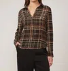 Gilner Farrar Lia Blouse In Black Plaid In Multi