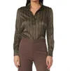 Gilner Farrar Lia Satin Burnout Blouse In Satin Green In Multi