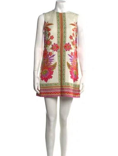 Pre-owned Gilner Farrar Linen Mini Dress In Multicolor