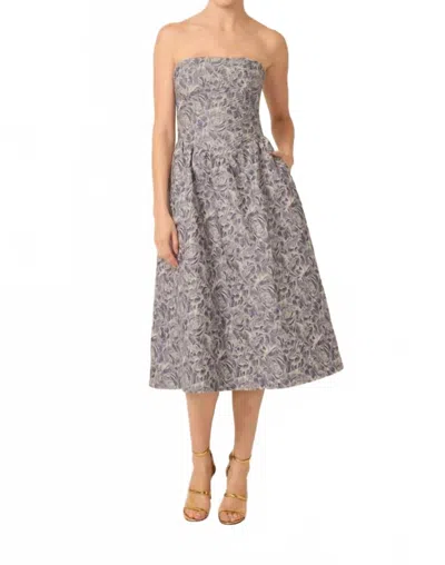 Gilner Farrar Luanna Midi Dress In Floral Denim Jacquard In Gray