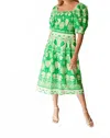 Gilner Farrar Miley Midi Dress In Green Acres Print In Green