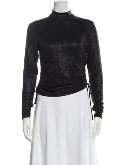 Pre-owned Gilner Farrar Mock Neck Long Sleeve Top In Black