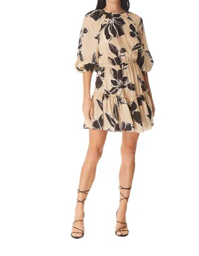 Gilner Farrar Morgan Mini Dress In Khaki Graphic Floral Print In Multi