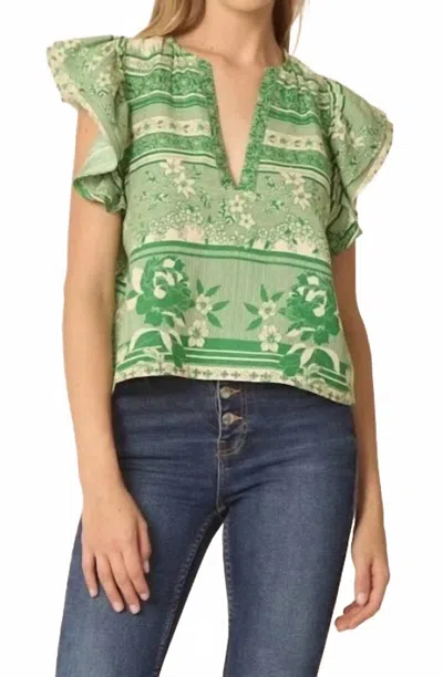 Gilner Farrar Orla Blouse In Floating Green Floral In Multi