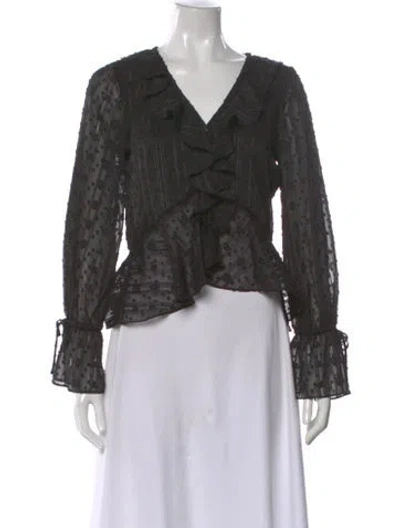 Pre-owned Gilner Farrar Patterned V-neck Blouse W/ Tags In Gray