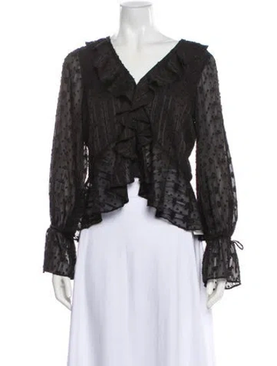 Pre-owned Gilner Farrar Patterned V-neck Blouse W/ Tags In Gray