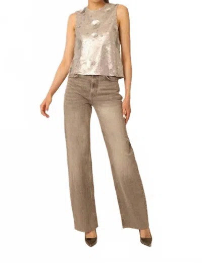 Gilner Farrar Piper Sleeveless Top In Silver Sequin Flowers In Gold