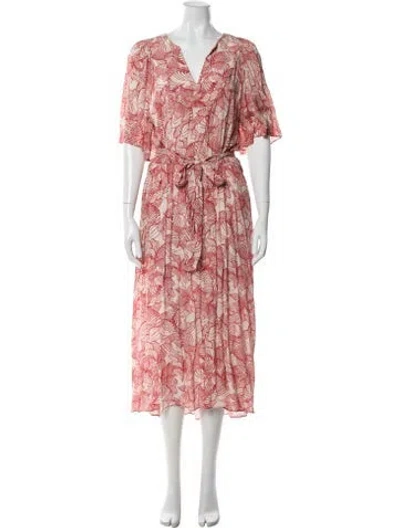 Pre-owned Gilner Farrar Printed Long Dress In Pink