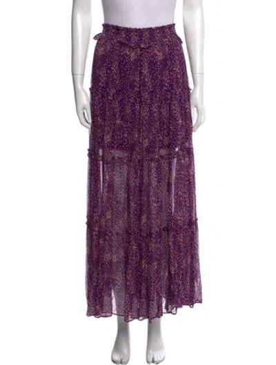 Pre-owned Gilner Farrar Printed Long Skirt In Purple