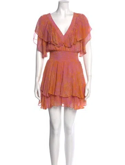 Pre-owned Gilner Farrar Printed Mini Dress In Orange
