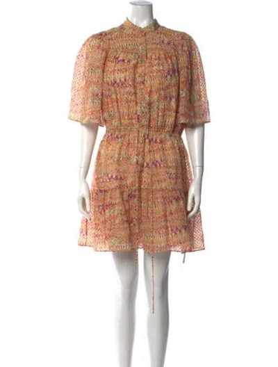 Pre-owned Gilner Farrar Printed Mini Dress In Yellow