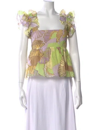 Pre-owned Gilner Farrar Printed Square Neckline Top In Multi