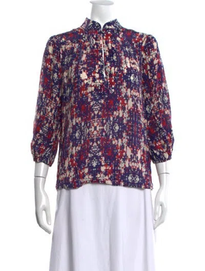 Pre-owned Gilner Farrar Printed Three-quarter Sleeve Top W/ Tags In Multicolor