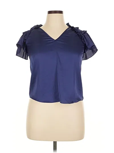Pre-owned Gilner Farrar Short Sleeve Blouse In Blue