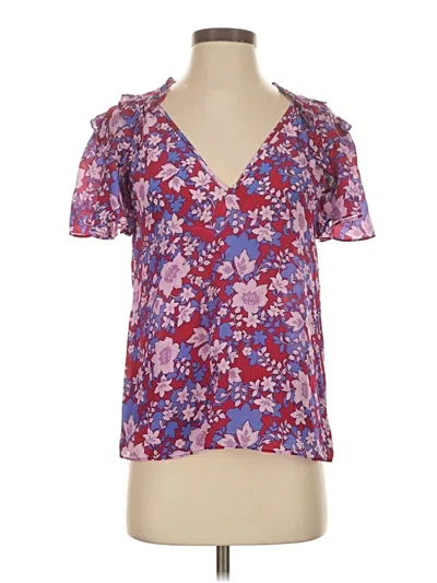 Pre-owned Gilner Farrar Short Sleeve Blouse In Purple