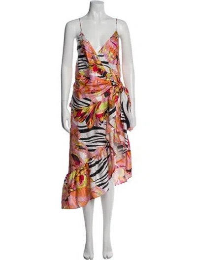 Pre-owned Gilner Farrar Silk Long Dress In Orange