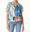 Gilner Farrar Sky Blouse In Matisse Print In Blue