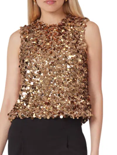 Gilner Farrar Sleeveless Piper Sequin Top In Black In Burgundy