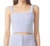 Gilner Farrar Square Neck Crop Top In Blue Seersucker In Multi
