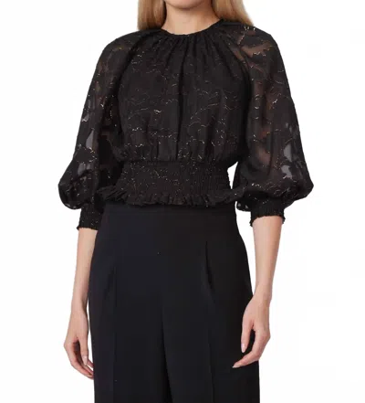 Gilner Farrar Stacy Sheered Waist Blouse In Black