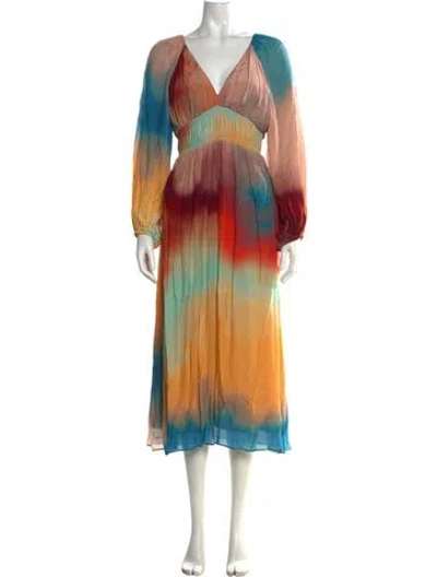 Pre-owned Gilner Farrar Tie-dye Print Midi Length Dress W/ Tags In Multicolor