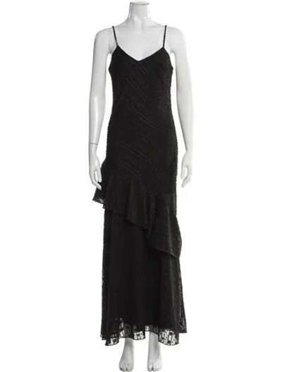 Pre-owned Gilner Farrar V-neck Long Dress W/ Tags In Black