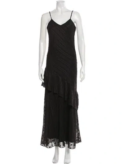 Pre-owned Gilner Farrar V-neck Long Dress W/ Tags In Black