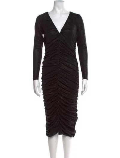 Pre-owned Gilner Farrar V-neck Midi Length Dress W/ Tags In Black