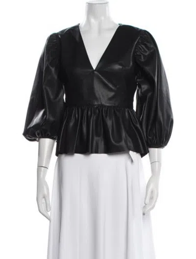 Pre-owned Gilner Farrar V-neck Three-quarter Sleeve Top W/ Tags In Black