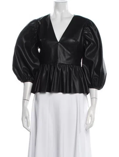 Pre-owned Gilner Farrar V-neck Three-quarter Sleeve Top W/ Tags In Black