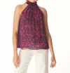 Gilner Farrar Xenia Top In Navy Thistle Print In Blue