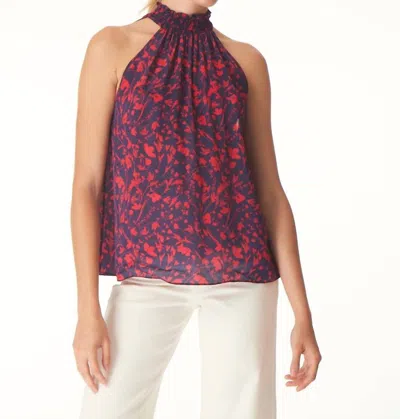 Gilner Farrar Xenia Top In Navy Thistle Print In Multi