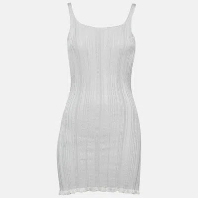 Pre-owned Gimagaus Gimaguas Light Grey Patterned Knit Sleeveless Mini Dress S In Gray
