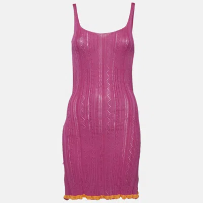 Pre-owned Gimagaus Gimaguas Pink Patterned Knit Sleeveless Mini Dress S