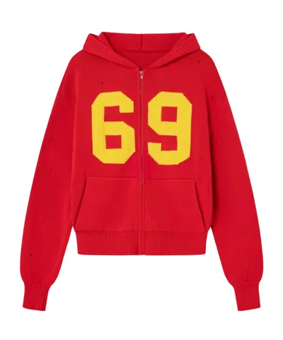 Gimaguas 69 Front-zip Hoodie In Red
