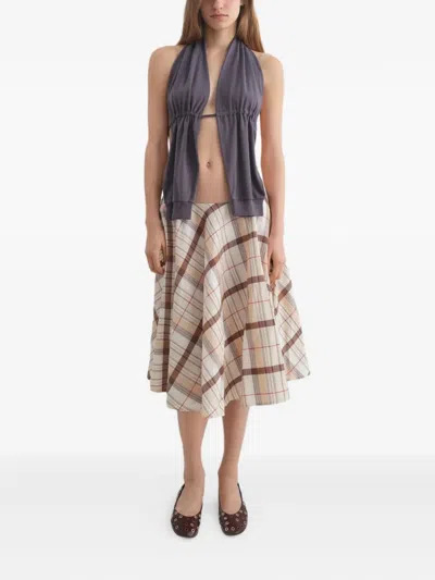 Gimaguas Agusta Plaid Midi Skirt In Neutral