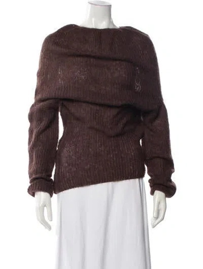 Pre-owned Gimaguas Alpaca Bateau Neckline Sweater In Brown